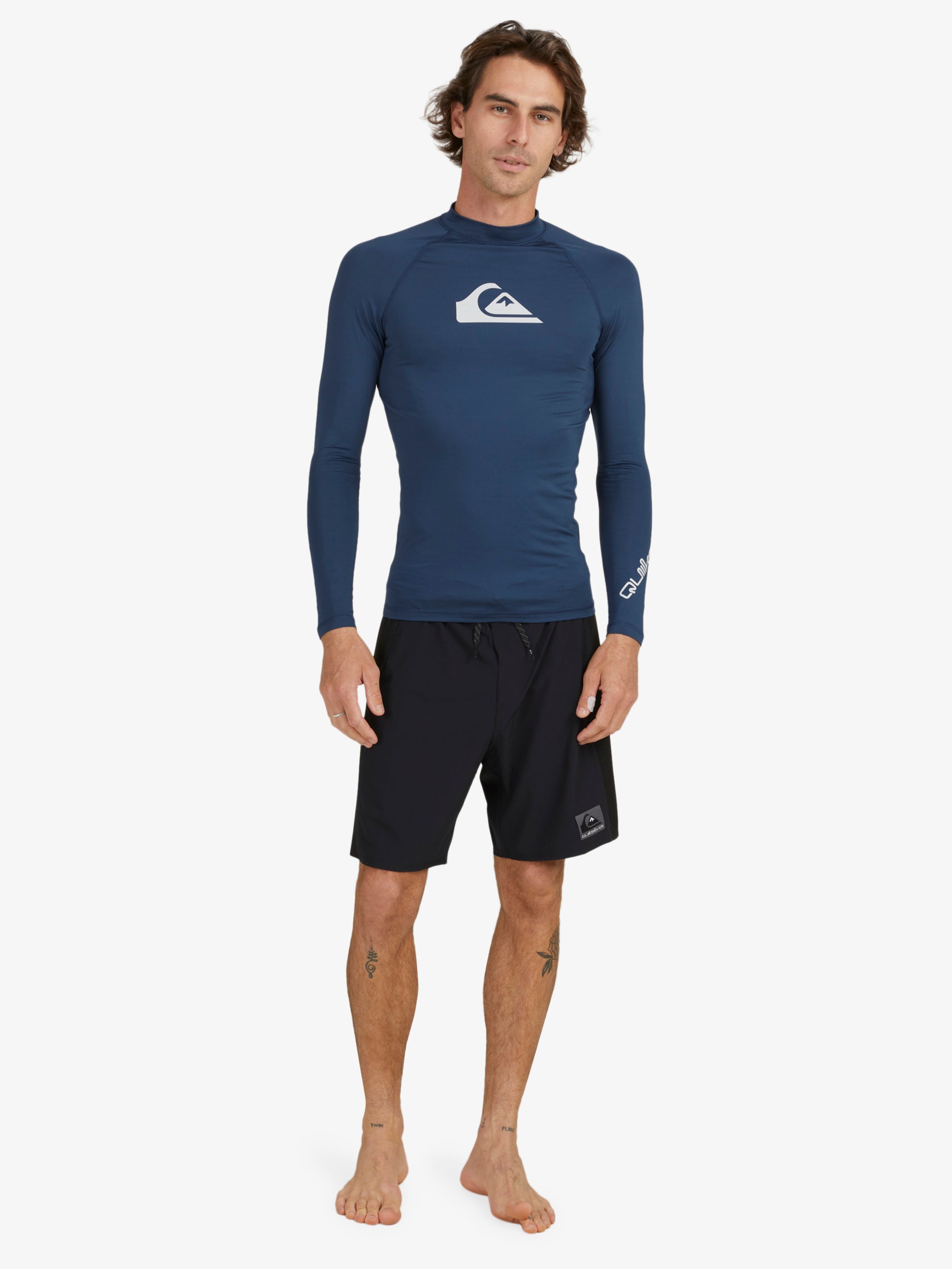 Mens All Time UPF 50 Long Sleeves Rash Vest - Insignia Blue - Quiksilver Malaysia